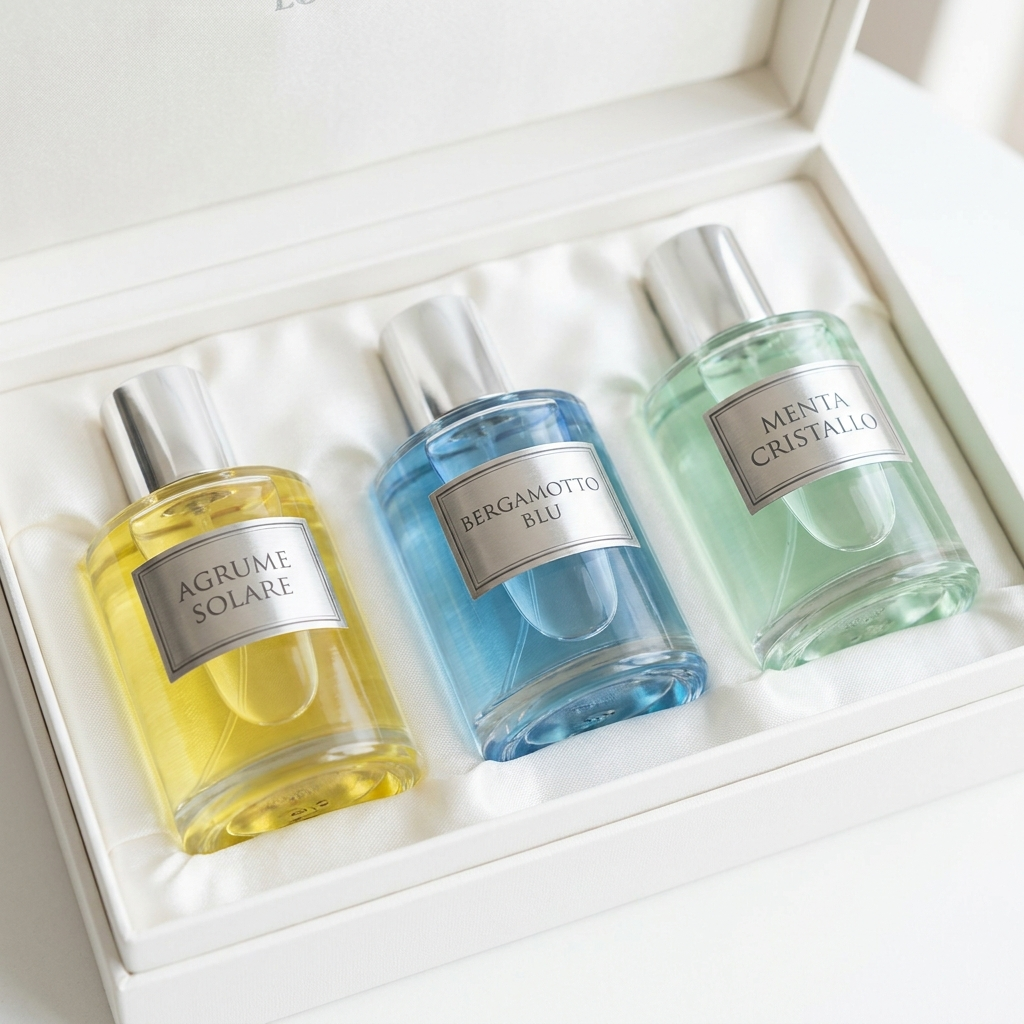Cofanetto 3 Profumi – Agrume Solare + Bergamotto Blu + Menta Cristallo (3 x 100 ml)